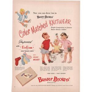 Buster Brown Knitwear Magazine Advertisement 1940s Vintage Clothing Children